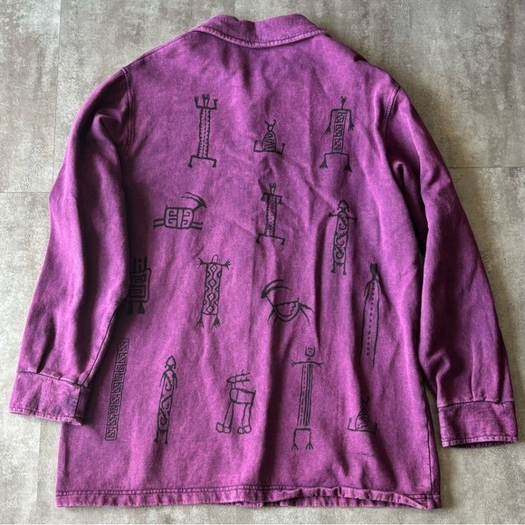VTG Bfofo Designs Aztec Navajo Button Up Sweater Jacket Women’s Medium Purple - Picture 2 of 4